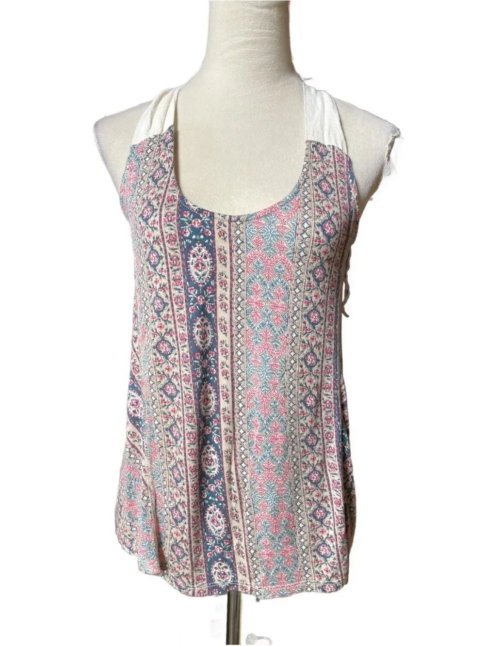 Zara Multicolored Bohemian Racerback Tank Top with Paisley Designs (Size: Small)